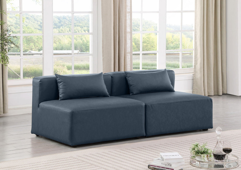 Cube 72" Vegan Leather Upholstered 2pc. Armless Modular Loveseat