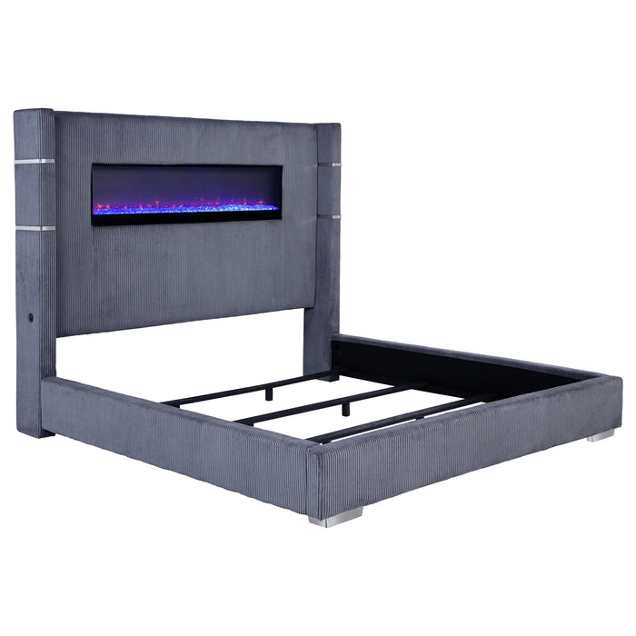 Tisdall Upholstered Flame Visualizer Bed Grey