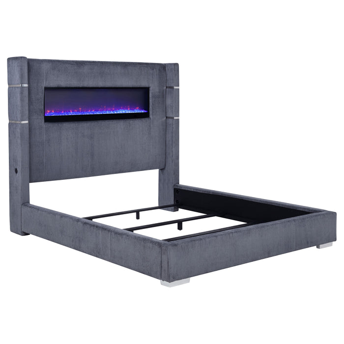 Tisdall Upholstered Flame Visualizer Bed Grey