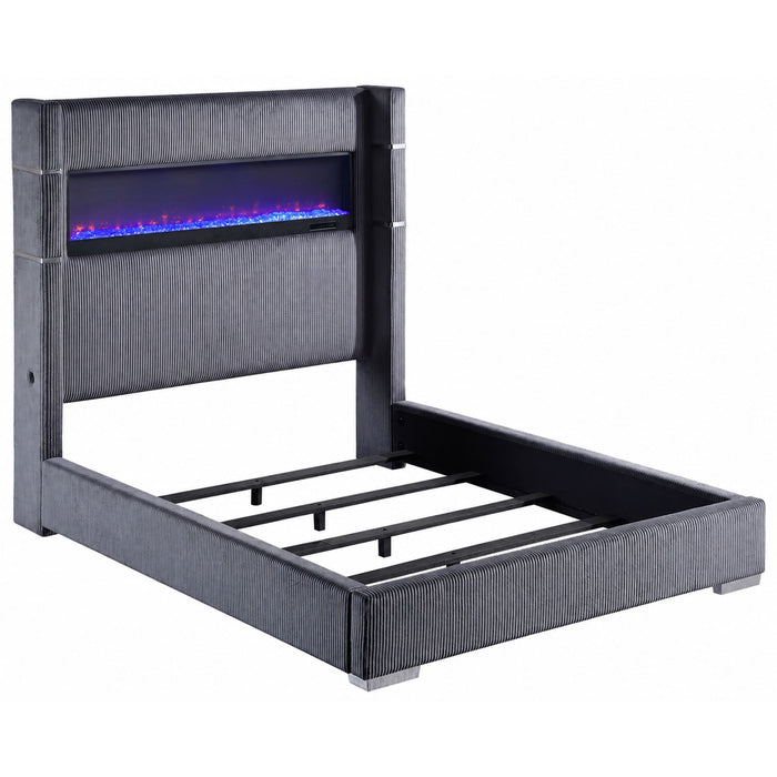 Tisdall Upholstered Flame Visualizer Bed Grey
