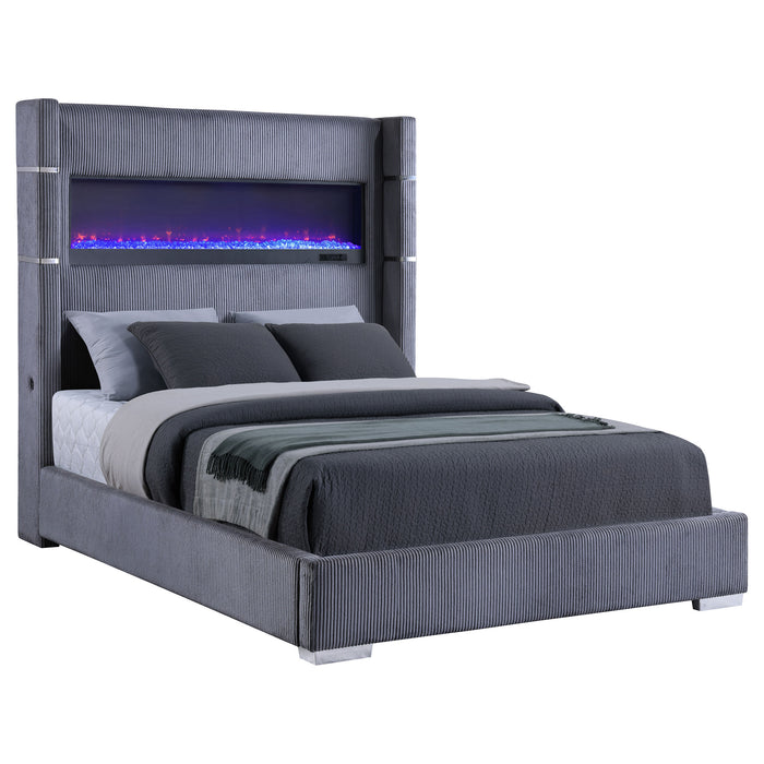 Tisdall Upholstered Flame Visualizer Bed Grey