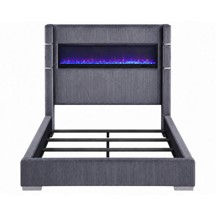 Tisdall Upholstered Flame Visualizer Bed Grey