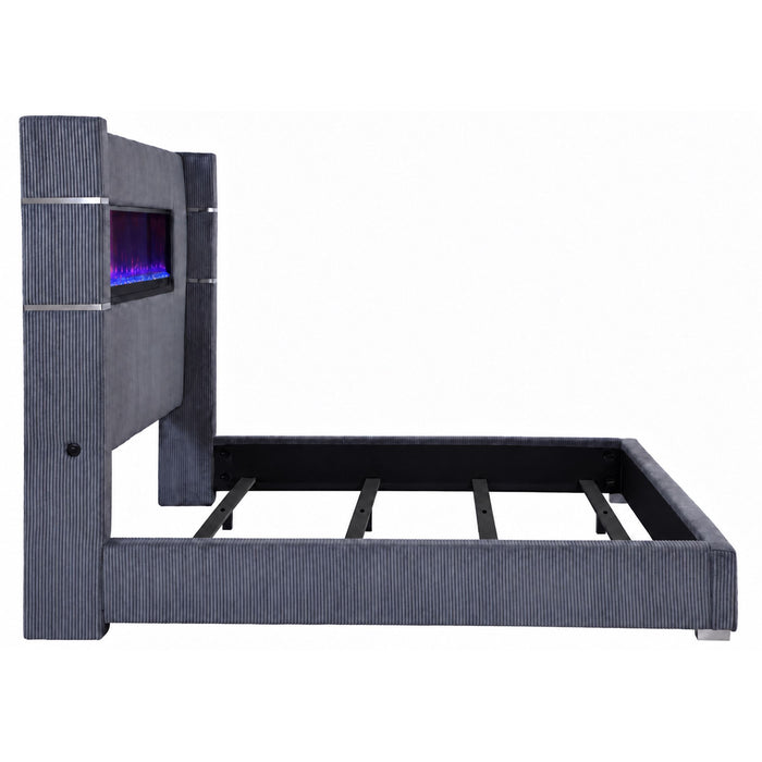 Tisdall Upholstered Flame Visualizer Bed Grey