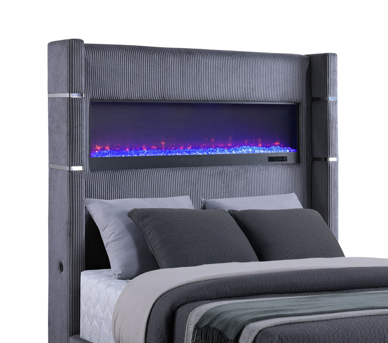 Tisdall Upholstered Flame Visualizer Bed Grey