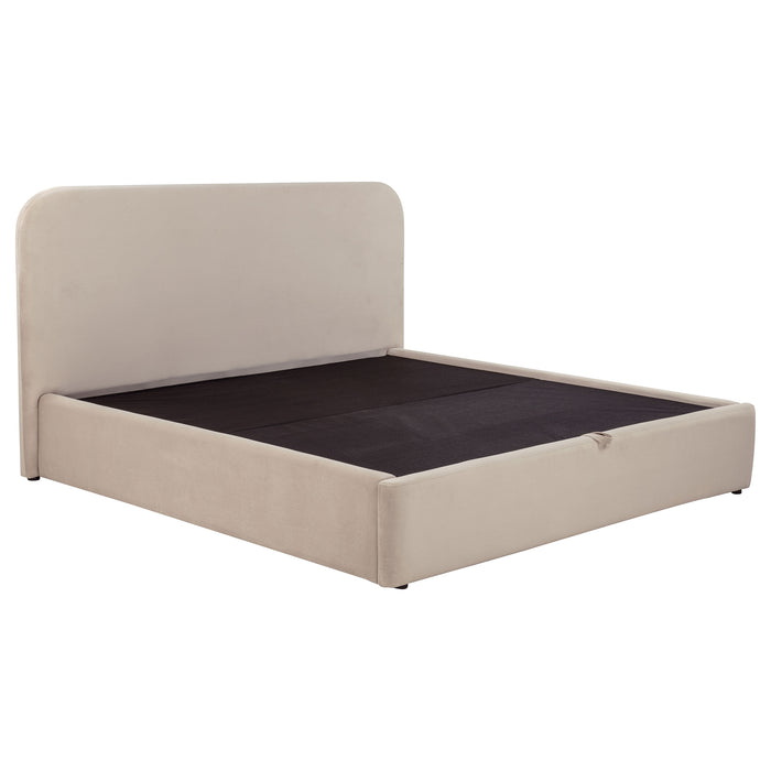 Anders Upholstered Storage Lift Platform Bed Beige