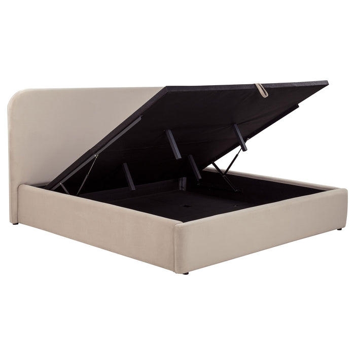 Anders Upholstered Storage Lift Platform Bed Beige
