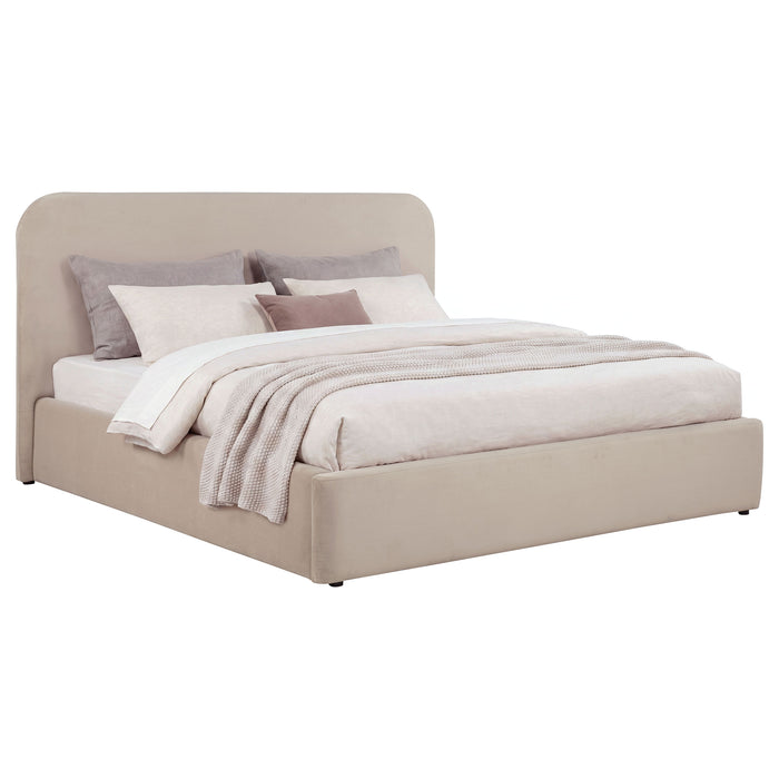 Anders Upholstered Storage Lift Platform Bed Beige