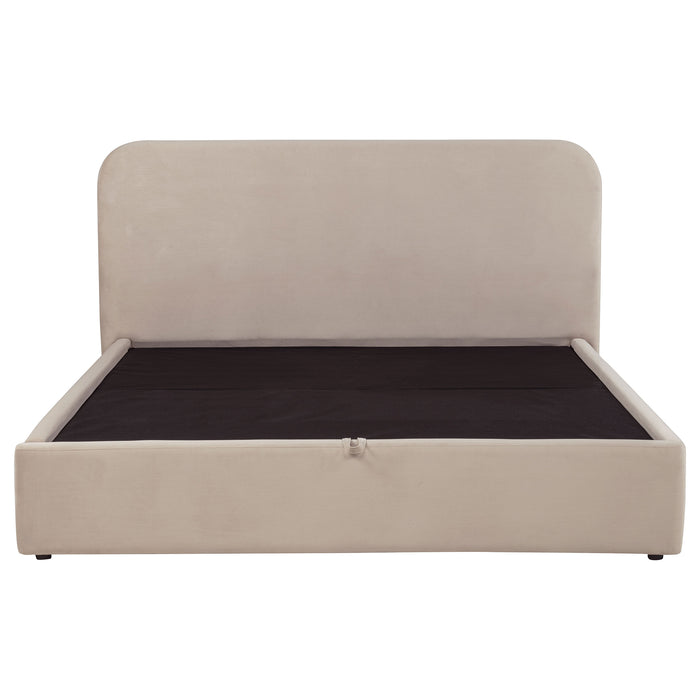 Anders Upholstered Storage Lift Platform Bed Beige