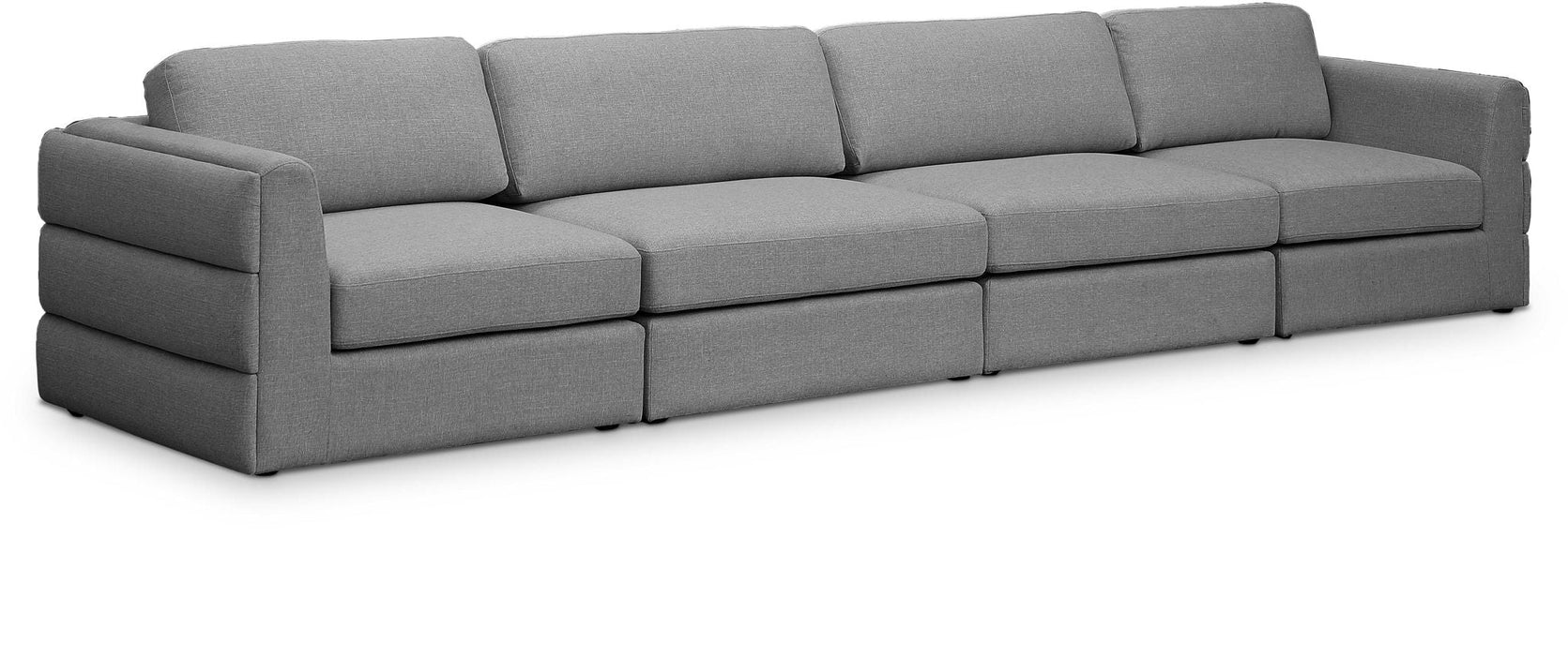 Beckham 152" Linen Textured Fabric Upholstered 4pc. Modular Sofa