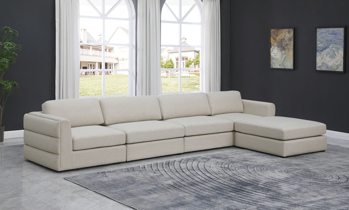 Beckham 152" Linen Textured Fabric Upholstered 5pc. Modular Sectional