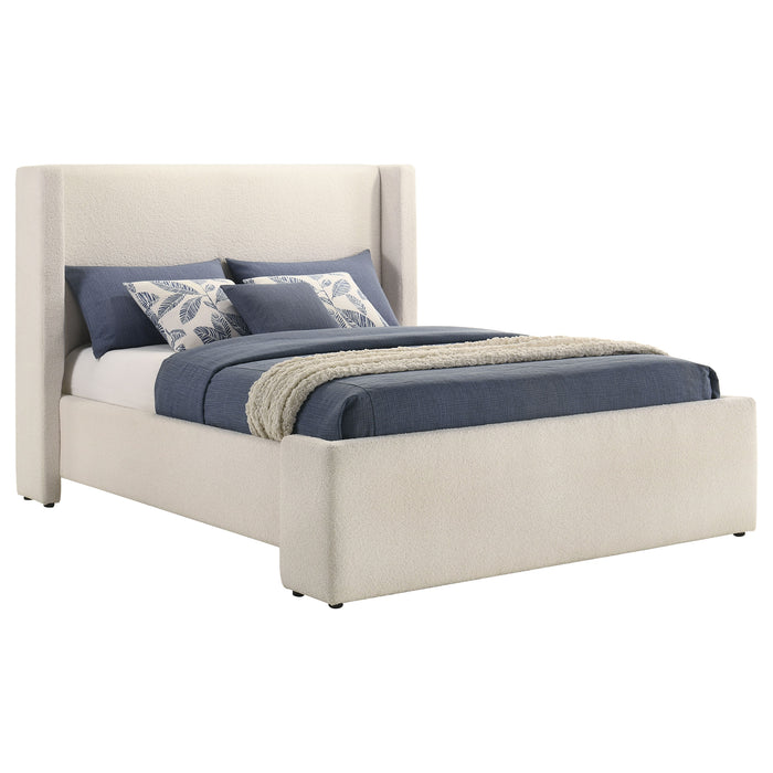 Alamosa Boucle Upholstered Wingback Platform Bed White
