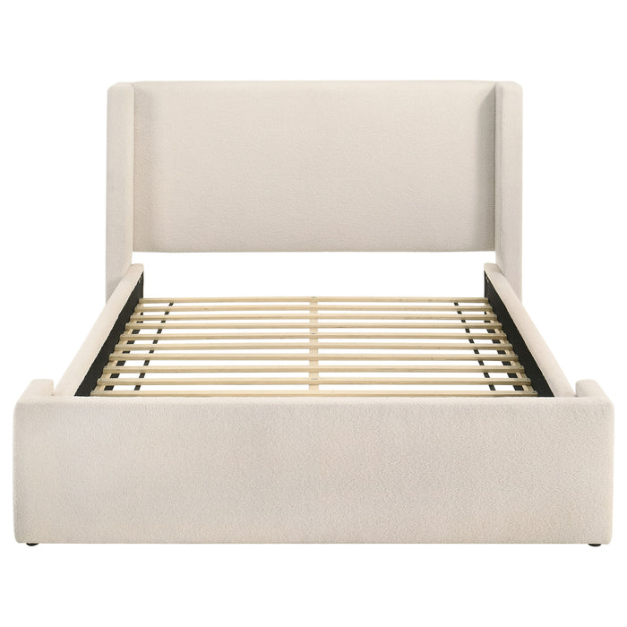 Alamosa Boucle Upholstered Wingback Platform Bed White