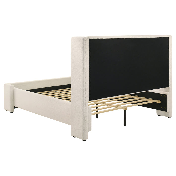 Alamosa Boucle Upholstered Wingback Platform Bed White