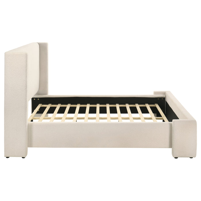 Alamosa Boucle Upholstered Wingback Platform Bed White