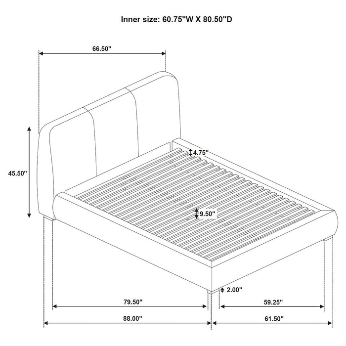 Mokena 46-inch Upholstered Platform Bed Taupe