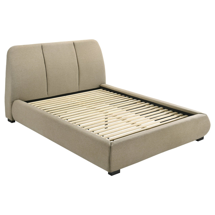 Mokena 46-inch Upholstered Platform Bed Taupe