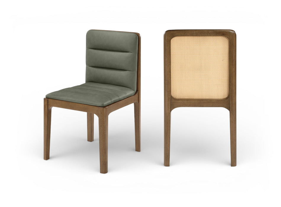 Silla de comedor tapizada de rejilla y de cuero vegano Ellis
