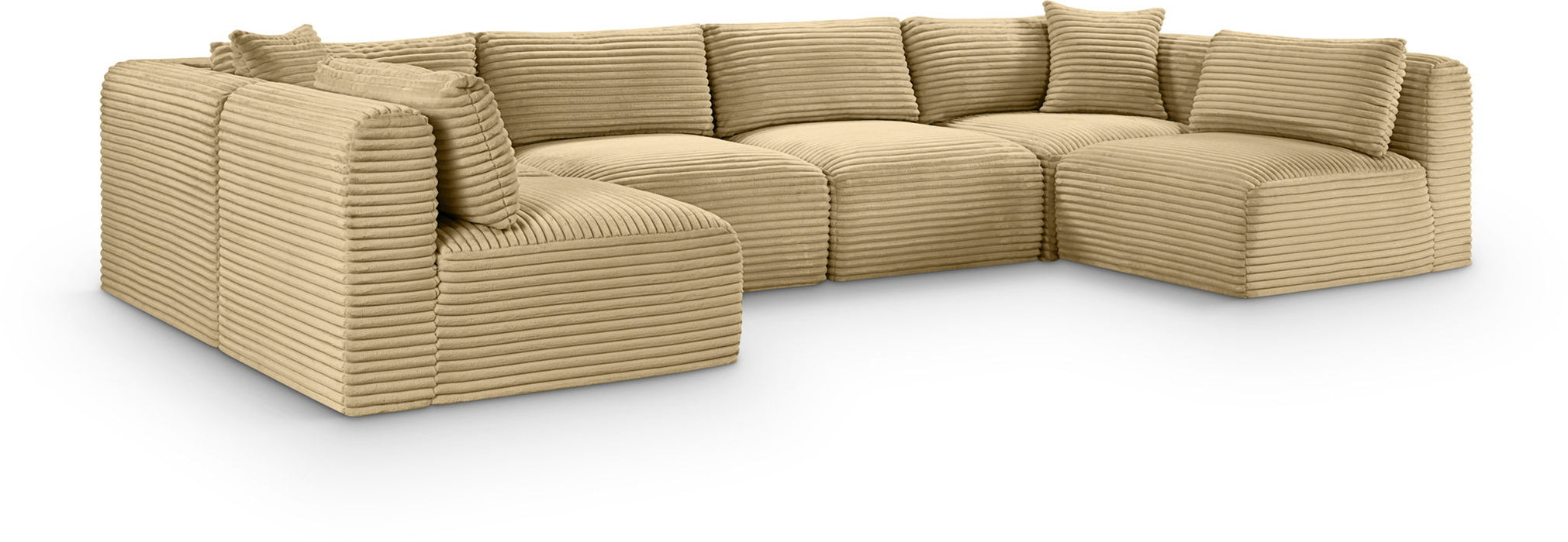 Shaggy 140" Corduroy Performance Fabric Upholstered Modular Sectional