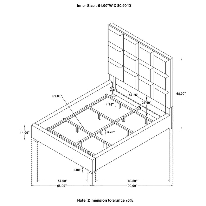 Panes Upholstered Panel Bed