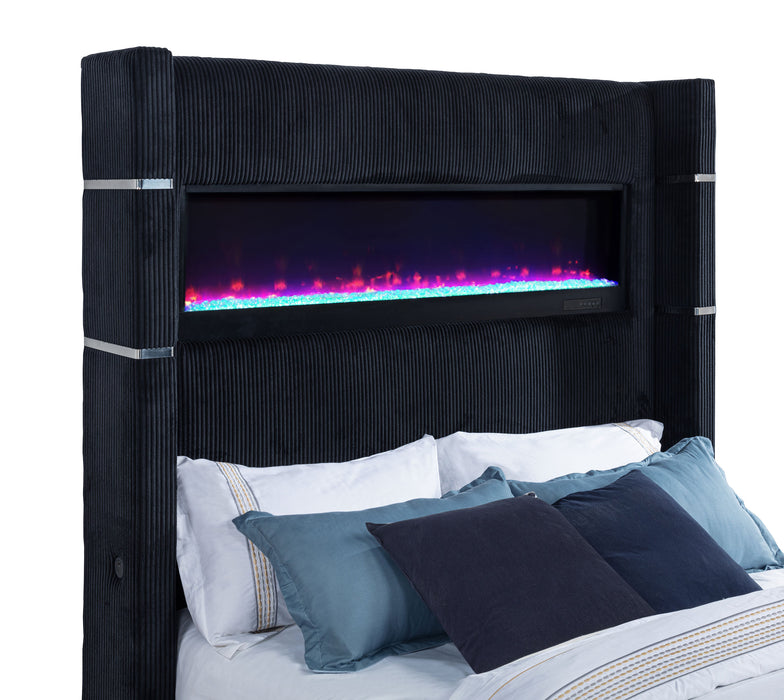 Tisdall Flame Visualizer Wingback TV Bed Black
