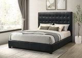 Cama de plataforma Eastern King Medley de cuero genuino, negra