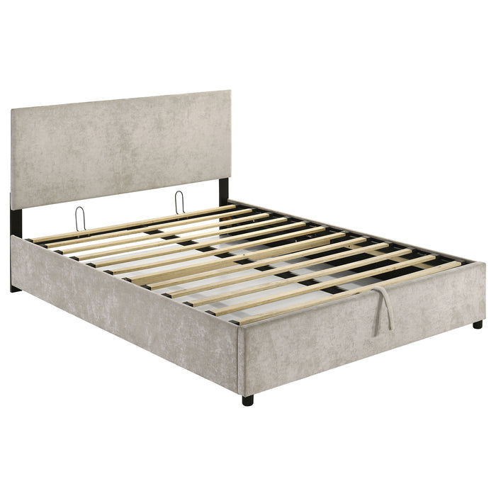 Reeves Upholstered Lift-Top Storage Platform Bed Beige
