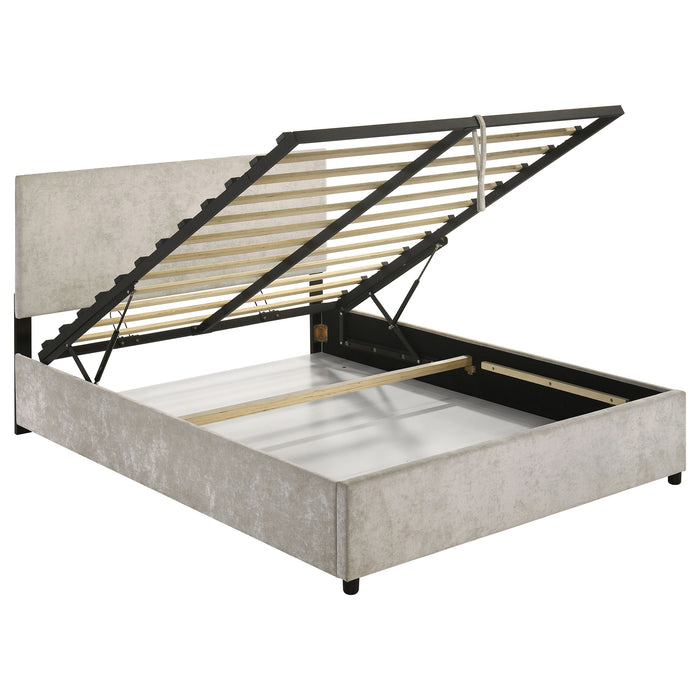 Reeves Upholstered Lift-Top Storage Platform Bed Beige