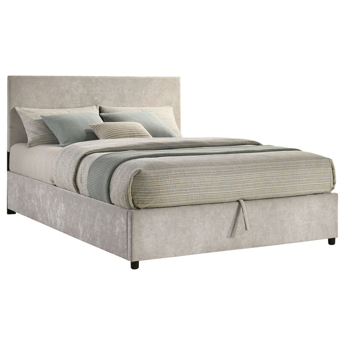 Reeves Upholstered Lift-Top Storage Platform Bed Beige