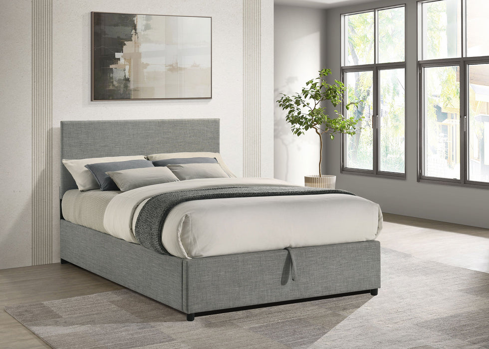 Reeves Upholstered Lift-Top Storage Platform Bed Beige