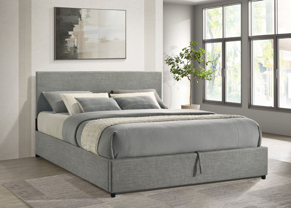 Reeves Upholstered Lift-Top Storage Platform Bed Beige