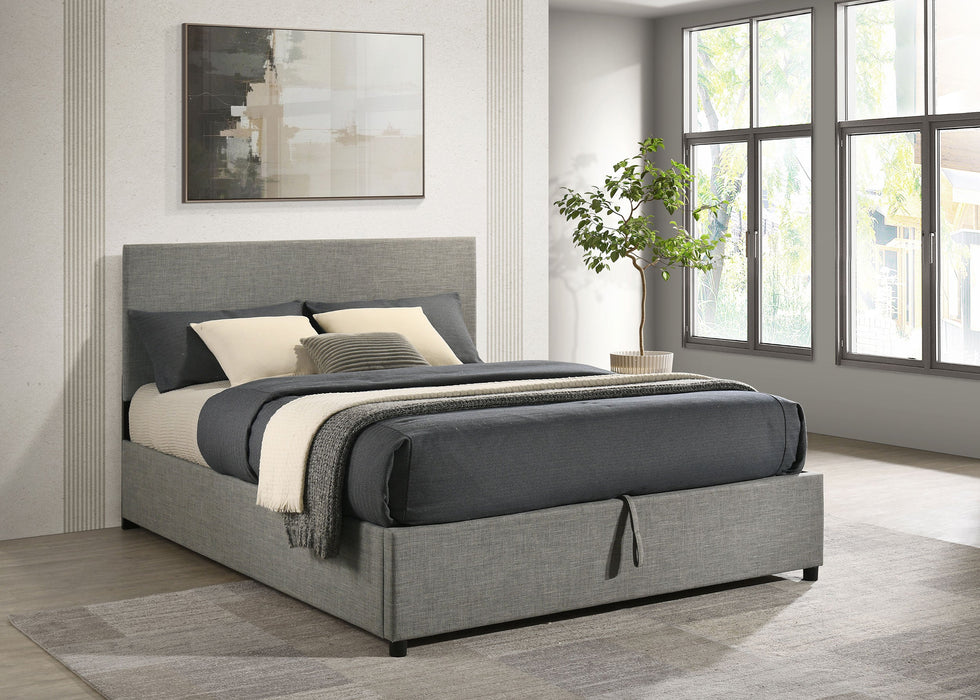 Reeves Upholstered Lift-Top Storage Platform Bed Beige