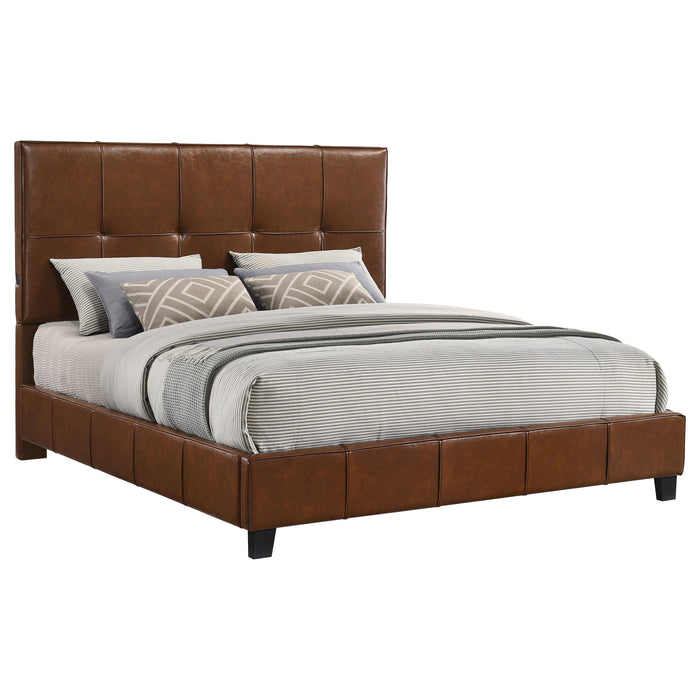 Farrell California King Faux Leather Panel Bed Brown