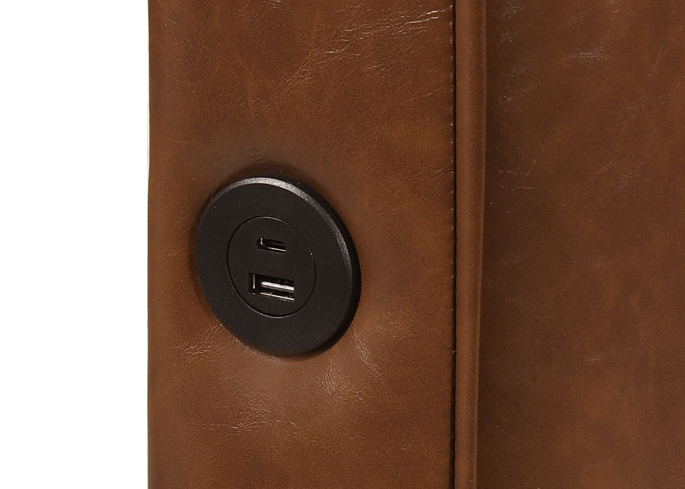 Farrell California King Faux Leather Panel Bed Brown