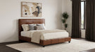 Farrell Queen Faux Leather Upholstered Panel Bed Brown