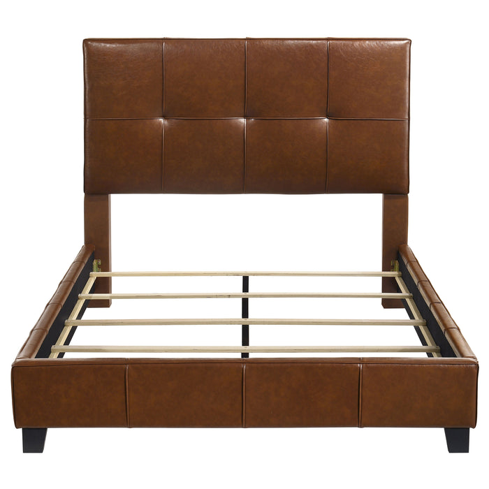 Farrell Faux Leather Upholstered Panel Bed Brown