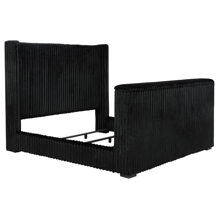 Centergrove Upholstered Wingback TV Bed Black