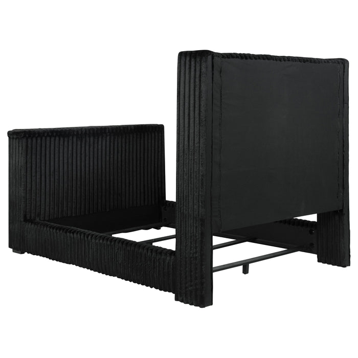 Centergrove Upholstered Wingback TV Bed Black