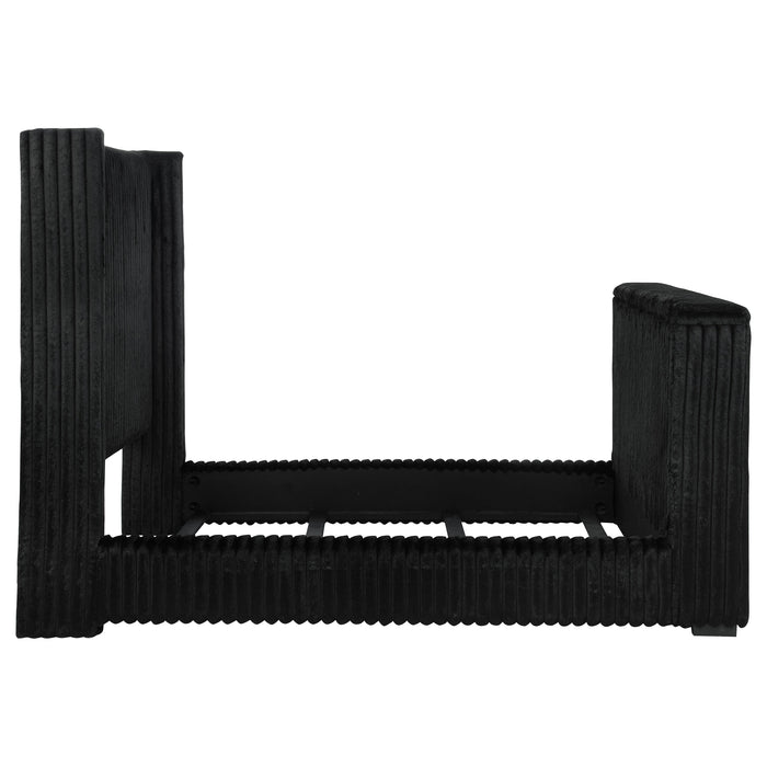 Centergrove Upholstered Wingback TV Bed Black