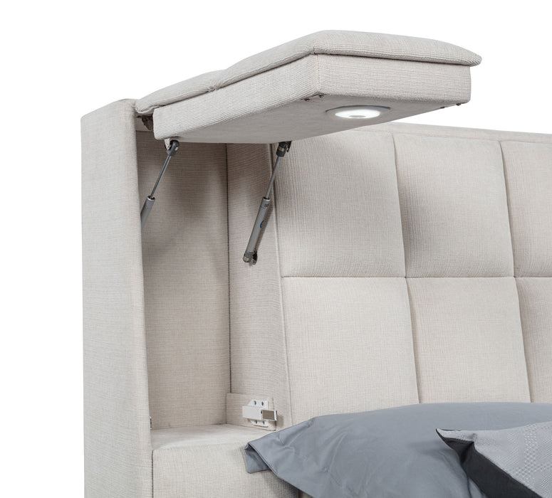 Dreux Upholstered Panel Platform Bed Cream