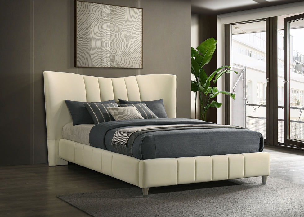 Evelyn Upholstered Panel Platform Bed Ivory