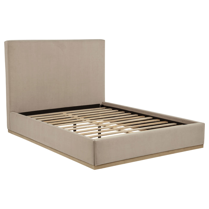 Knox Fabric Upholstered Platform Bed Khaki