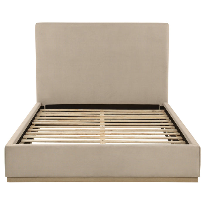 Knox Fabric Upholstered Platform Bed Khaki