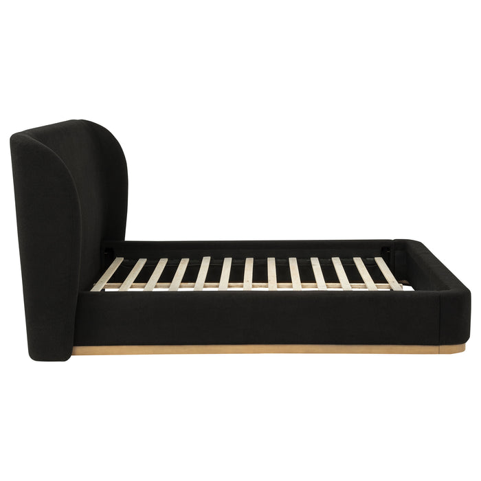 Blaire Upholstered Wingback Platform Bed Black