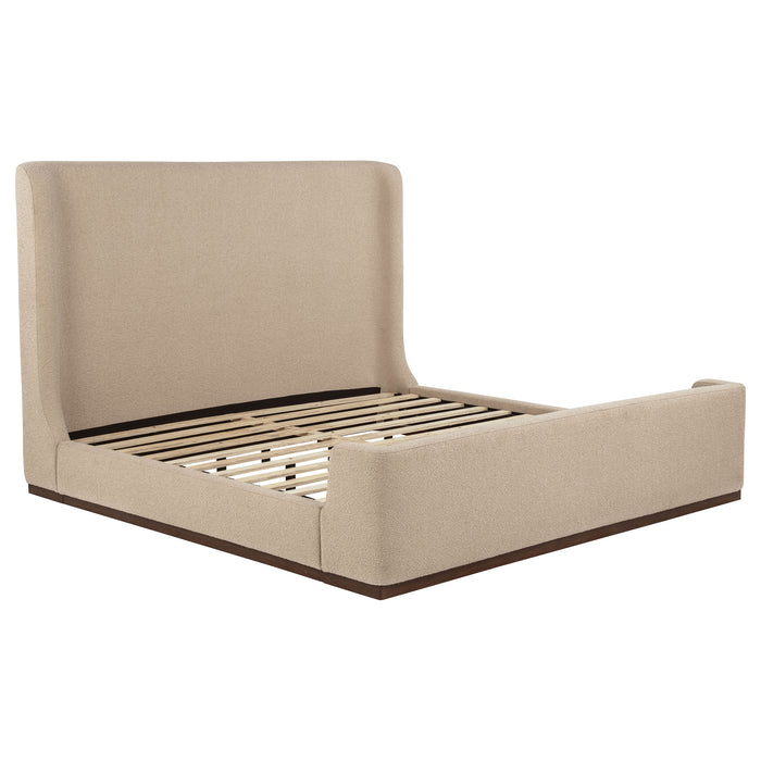 Nala Fabric Upholstered Platform Bed Tan