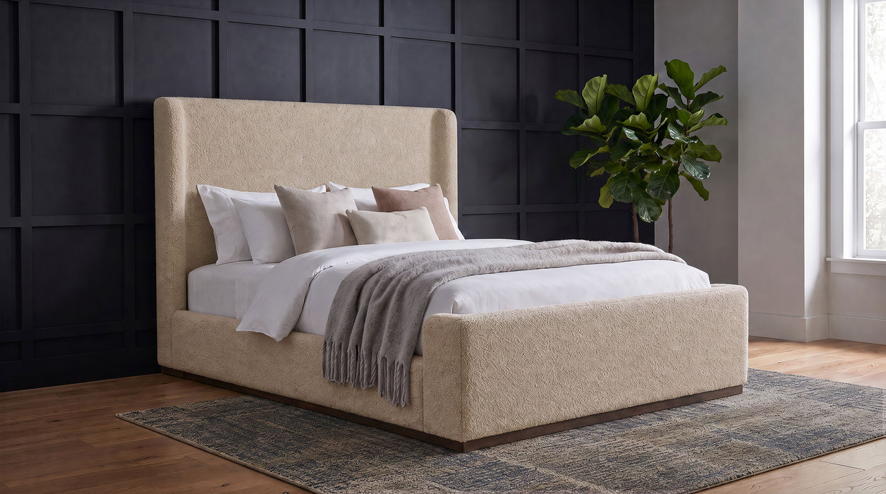 Nala Fabric Upholstered Platform Bed Tan