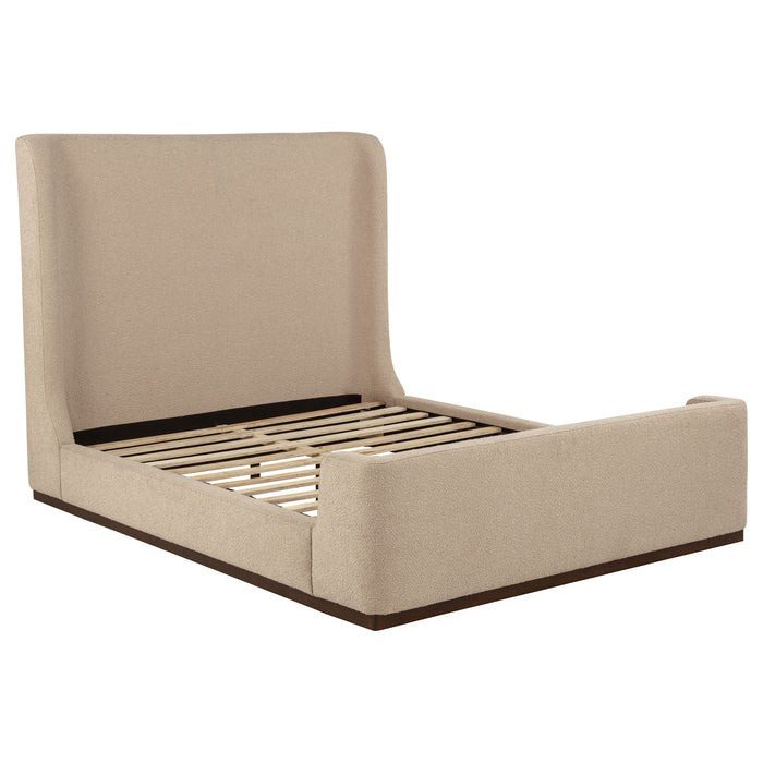 Nala Fabric Upholstered Platform Bed Tan