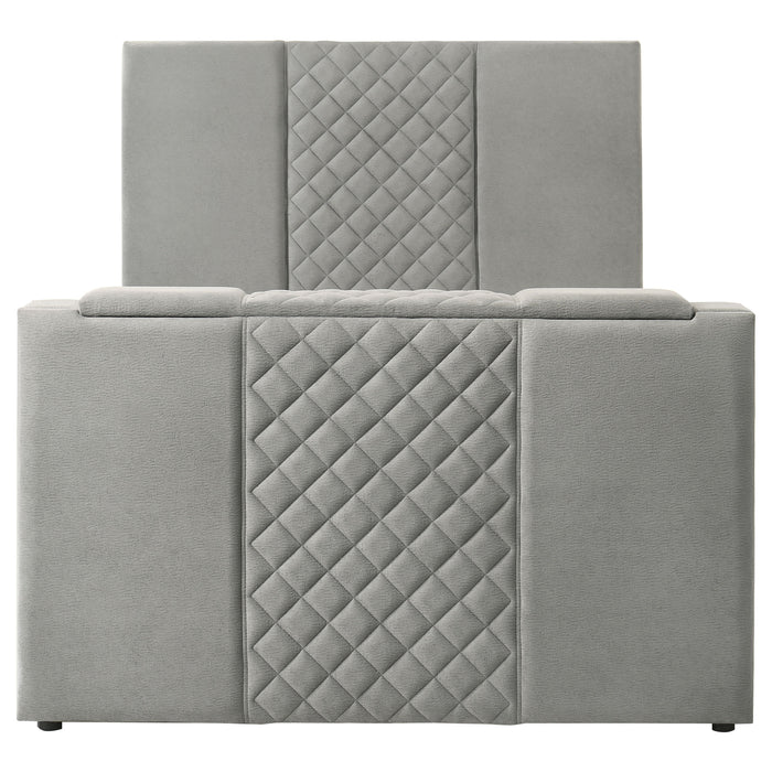 Tara 61-inch Upholstered Panel TV Bed Grey