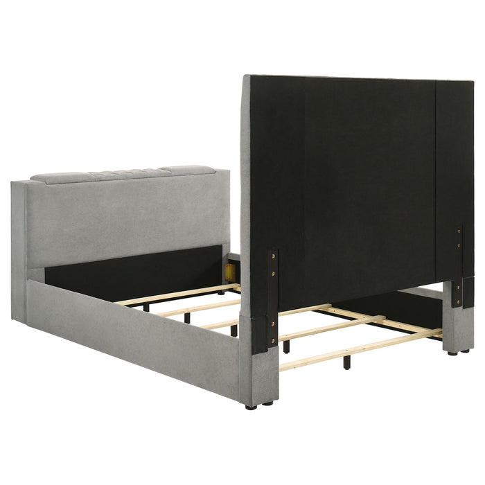 Tara 61-inch Upholstered Panel TV Bed Grey
