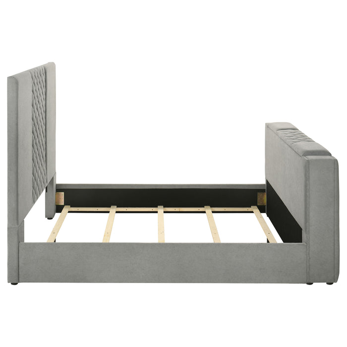 Tara 61-inch Upholstered Panel TV Bed Grey