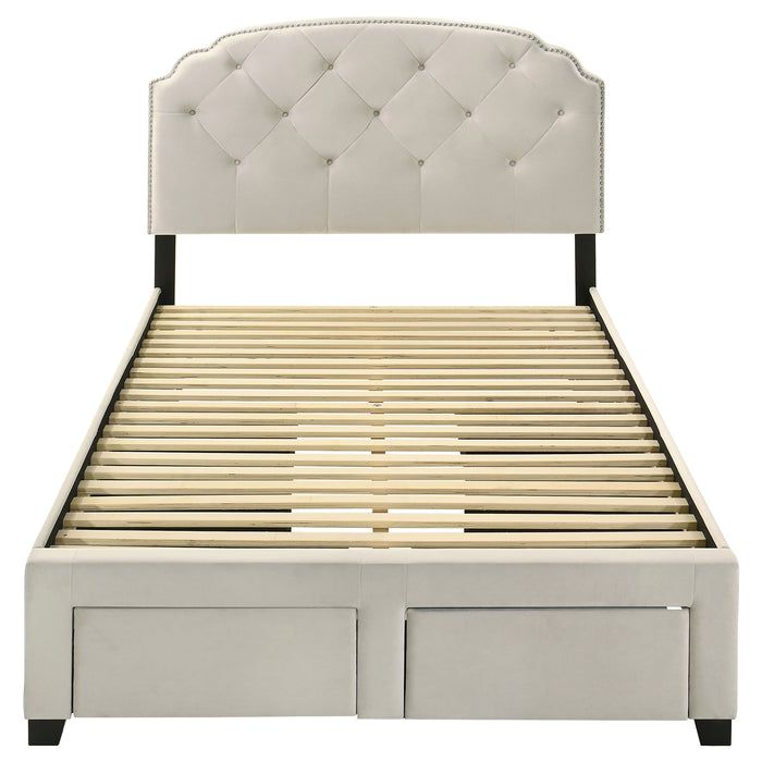 Marianna 4-drawer Upholstered Storage Bed Cream